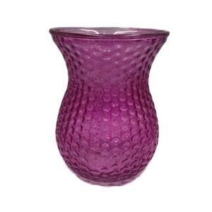 Vintage Fuschia Pink Glass Tabletop Vase with Dots Texture Indoor Flower Planter
